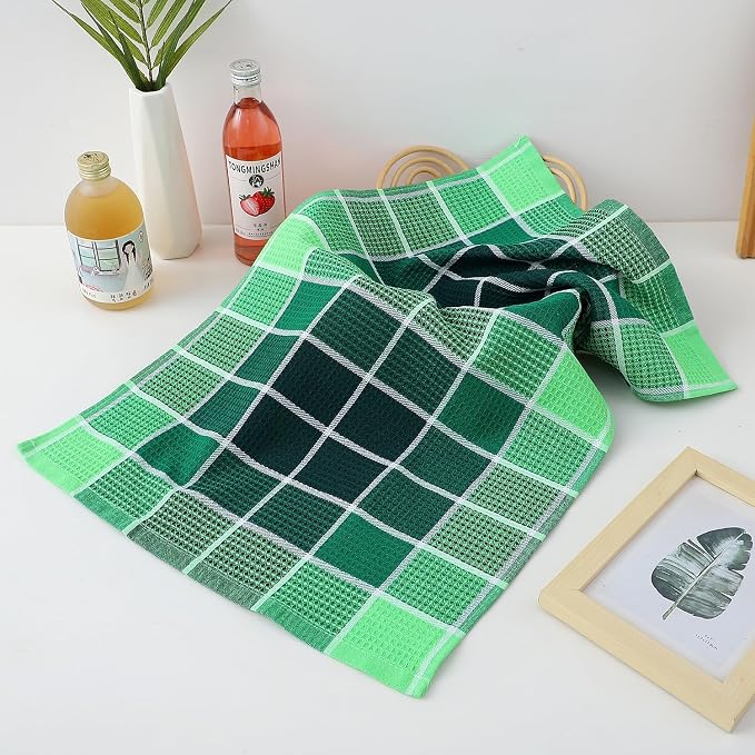 Bright Large Kitchen Towels, 16 Inch x 26 Inch Buffalo Check Dish Towels - Image 2