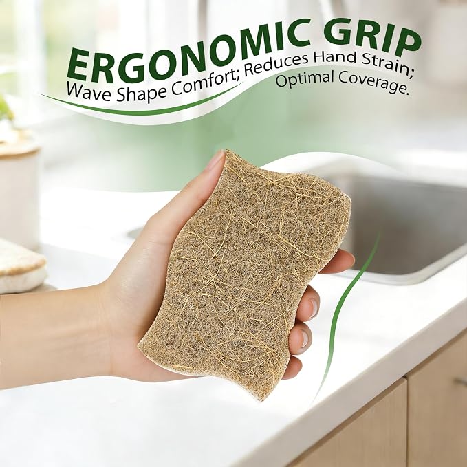 9 Pack Biodegradable Natural Dish Kitchen Sponges | Compostable Cellulose and - Image 2