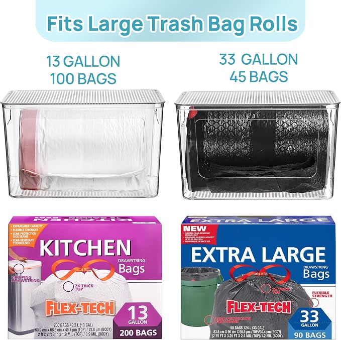 Vtopmart 1 Pack Clear Trash Bag Holder, Stackable Garbage Bag Dispenser | Trash - Image 3