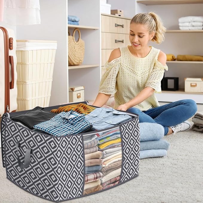 100L 6 Pack Storage Bags, Foldable Clothes Bins - Image 7