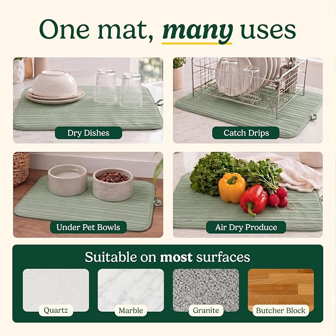 Cuisinart Dish Drying Mat for Kitchen Counter, quick-dry microfiber, machine - Image 7