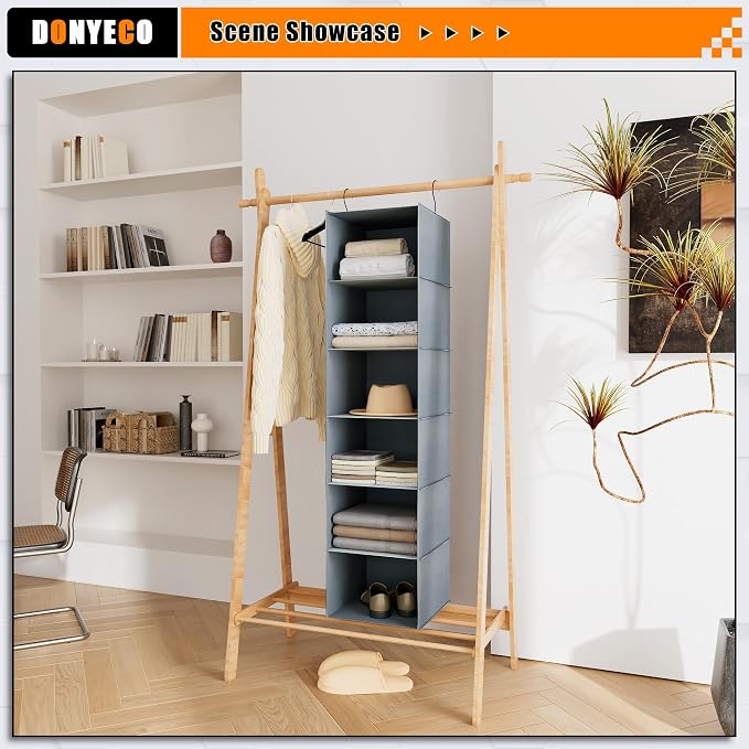 Hanging Closet Organizer 6-Shelf, Oxford Fabric Wardrobe Storage, shoes & - Image 6