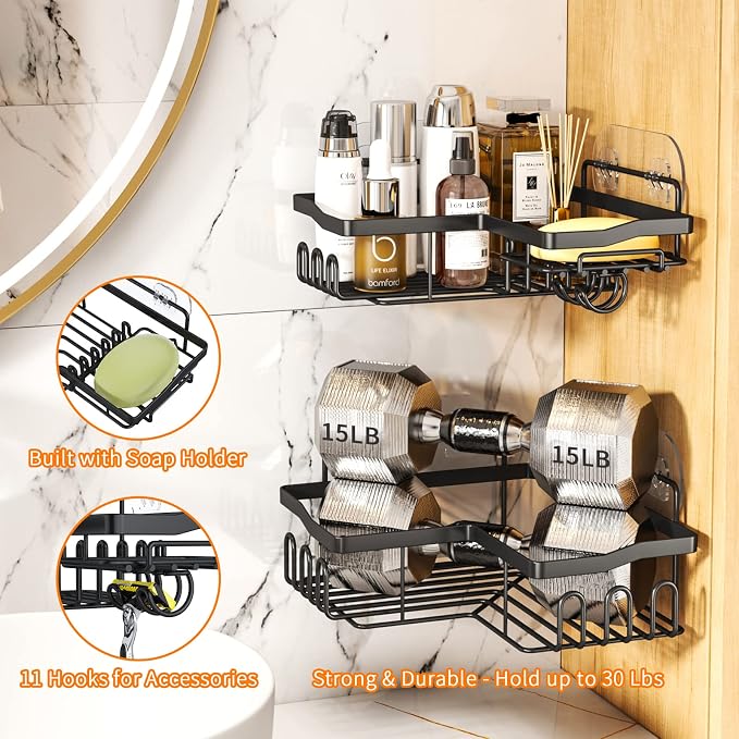 Corner Shower Caddy with Soap Holder, 2 Pack Stainless Steel Corner Shower - Image 4