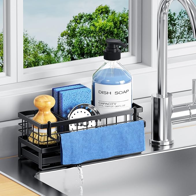 Metal Kitchen Sink Sponge Holder, Countertop Sink Caddy by DYFVRENKITCHENLIFE
