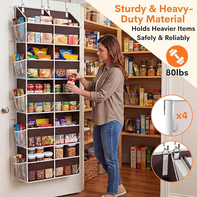 Over the Door Organizer 5 Tiers, Extra Large Behind Door Storage of 10 - Image 3