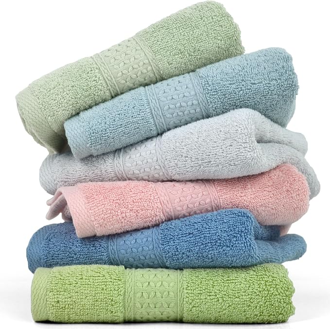 Cleanbear Hand Towels 6-Pack, 100% Cotton Hand Towels 29" x 13", 6 Colors | by Cleanbear