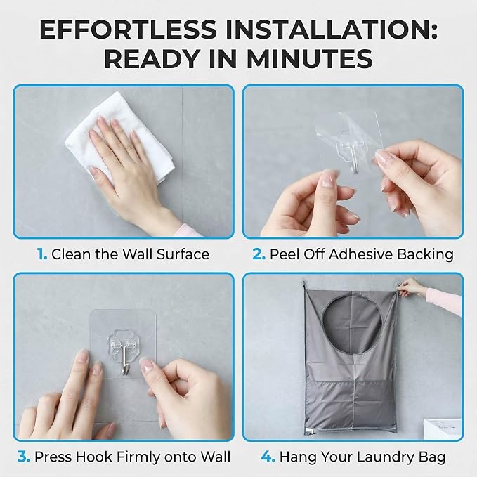 2 Pack Hanging Laundry Bag，Over the Door Laundry Hamper - Image 6