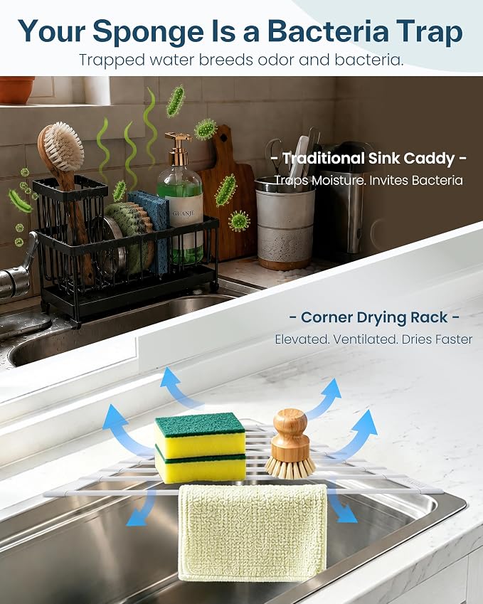 Ohuhu Corner Sink Strainer, Sponge Holder - Image 3