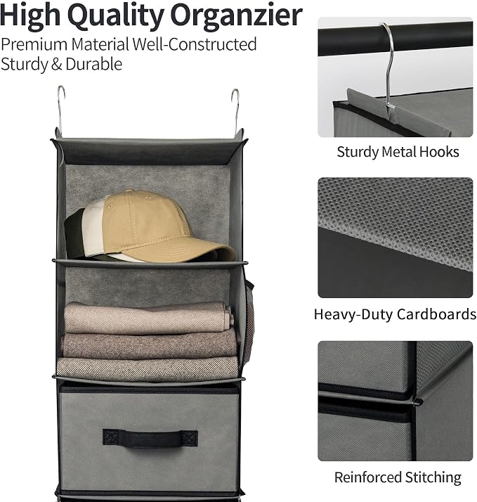 GRANNY SAYS Hanging Closet Organizer, 5 Drawers, 6 Shelves, 4 Pockets, 6 - Image 5