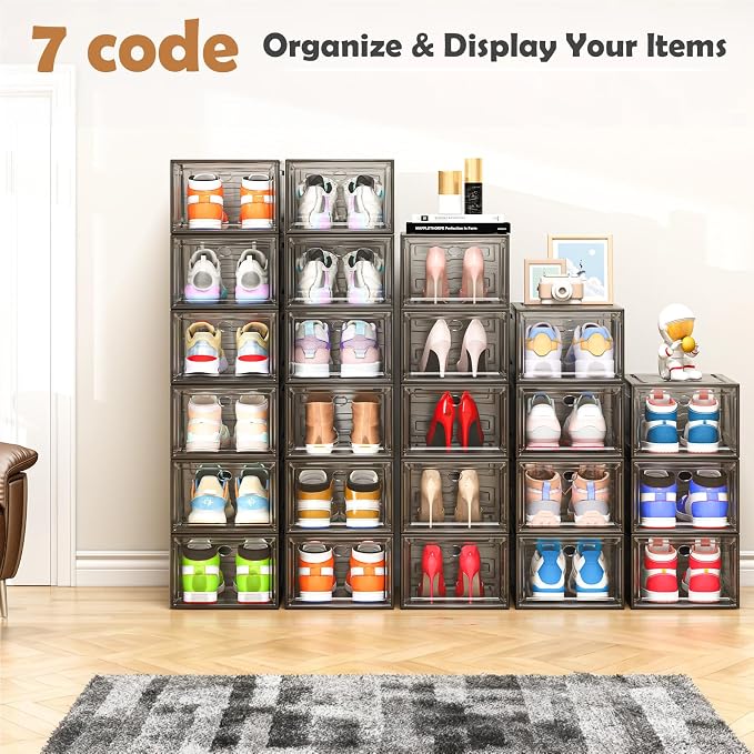 12 Pack Shoe Organizer, Stackable Shoe Storage Boxes - Image 8