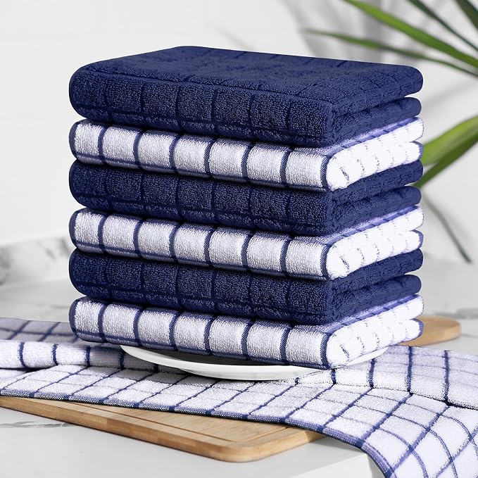Homaxy Large Premium Cotton Kitchen Towels 16"x 28", 4 Pack, Dusty Blue - Image 8