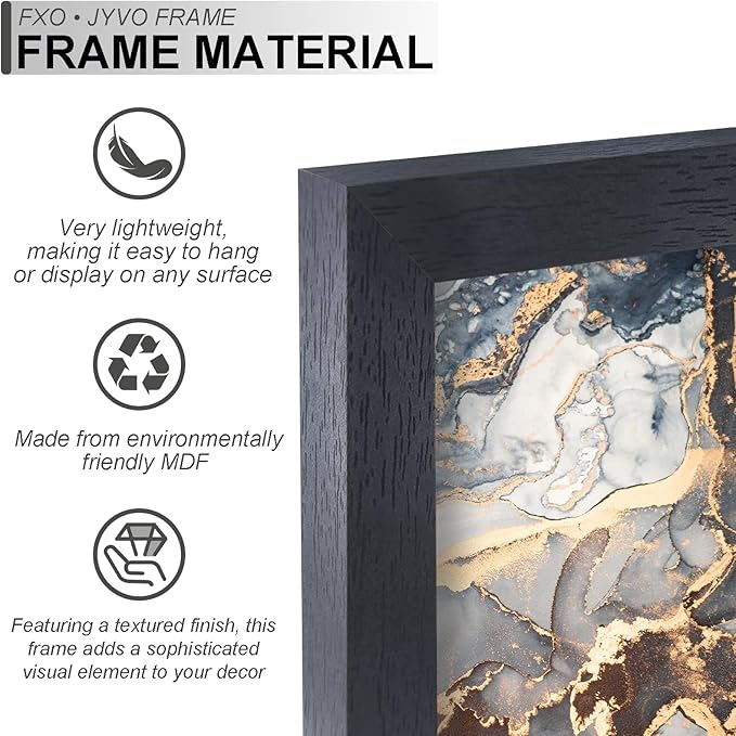 Engineered Wood 18x22 Picture Frame Set of 6, Black Frame for 18 x 22 Inch Picture Poster Photo, Light Weight 18 by 22 Frame with Wood-grain for Wall - 6 Pack/Black/18 x22