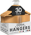 Utopia Home Wooden Hangers 30 Pack – Slim Suit Hangers Natural | 360° rotatable by UTOPIAHOME
