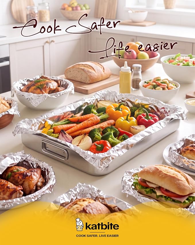 Katbite Heavy Duty Aluminum Foil, 25 Micron, 12 in x 150 ft, Roasting and Baking - Image 7
