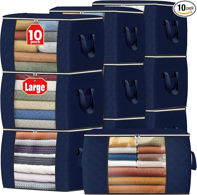 90L Clothes Storage, Foldable Thick Fabric Blanket Storage Bags | Foldable by Fabtotes