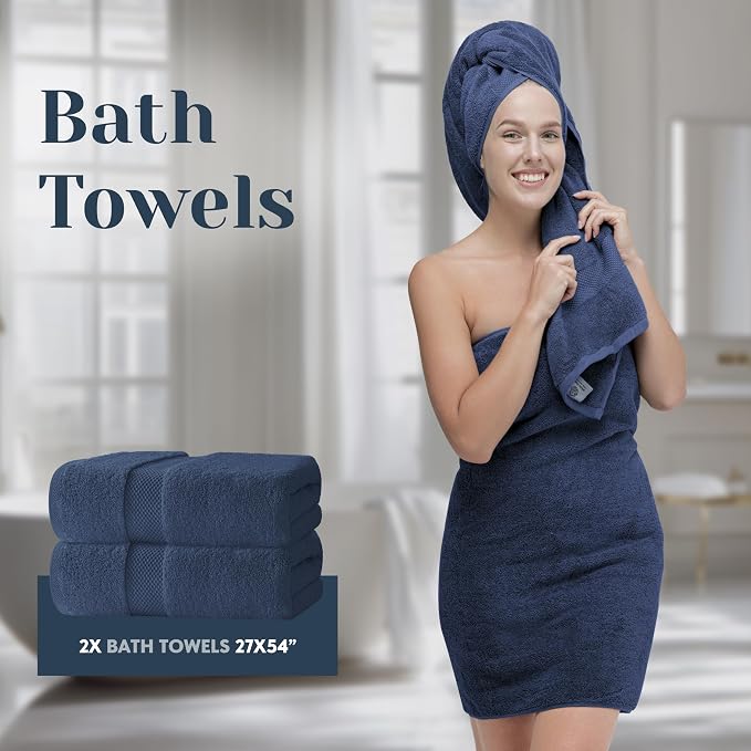 White Classic Luxury Bath Towel Set of 8 Pieces - Image 5