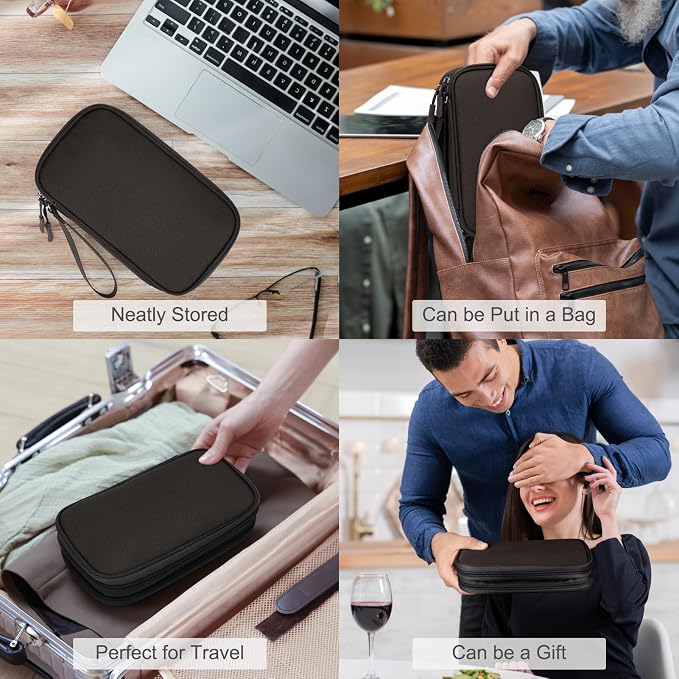 FYY Electronic Organizer, Travel Tech Pouch Bag, Coffee | Wrist Strap, - Image 7