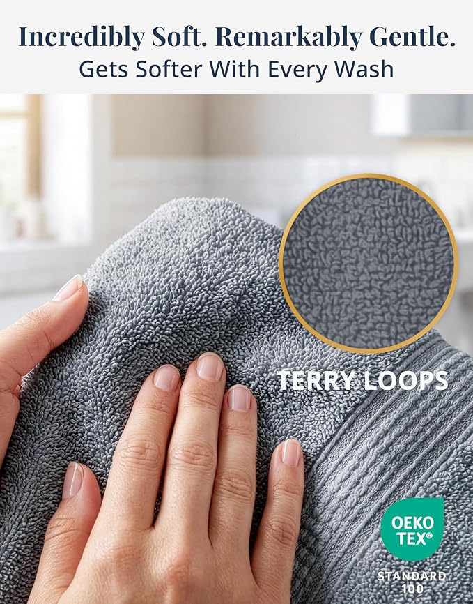 LANE LINEN Bath Hand Towels 100% Cotton 4 Pack 16x28 - Image 2