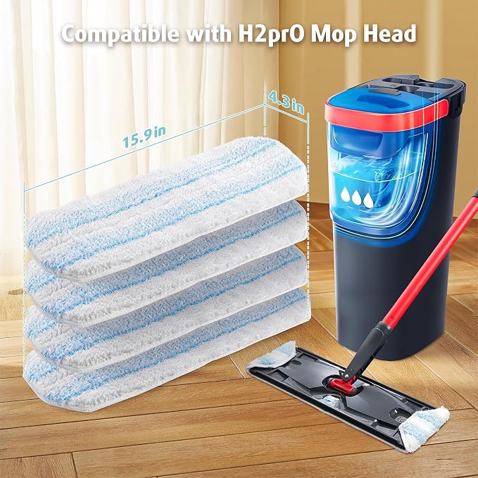AIR U+ Mop Replacement Pads for O Cedar H2prO Flat Mop System, 4 Pack Mop Pads - Image 2