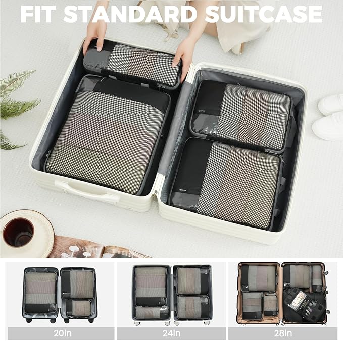 BAGAIL 4 Set/6 Set/8 Set Compression Packing Cubes Travel Accessories - Image 8