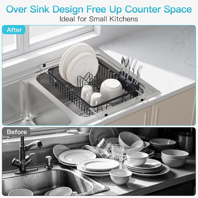 JASIWAY Gray Dish Drying Rack Over the Sink - Image 2