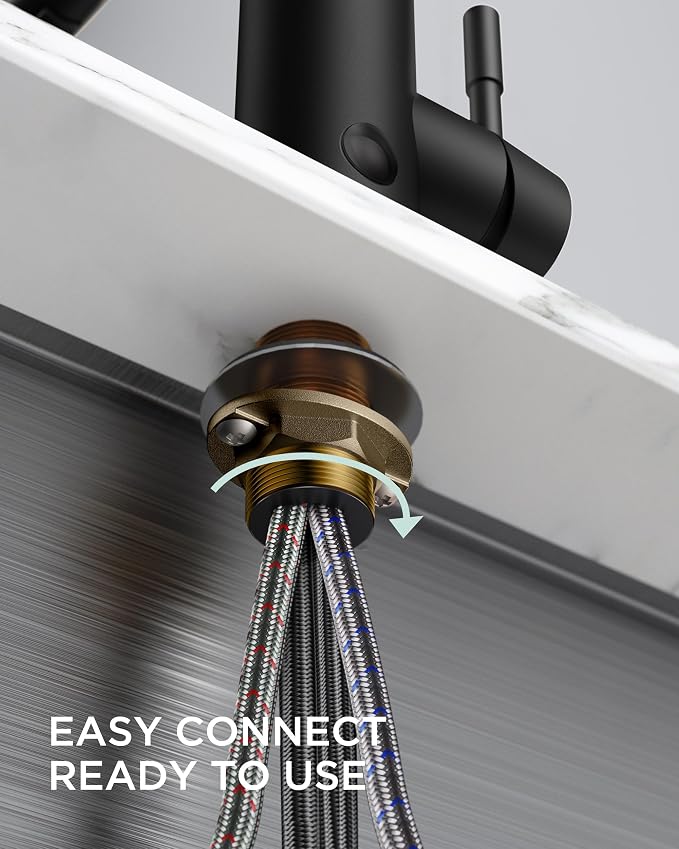 FORIOUS Black Touchless Kitchen Faucet, Hands-Free, High Arc Single Handle | - Image 8