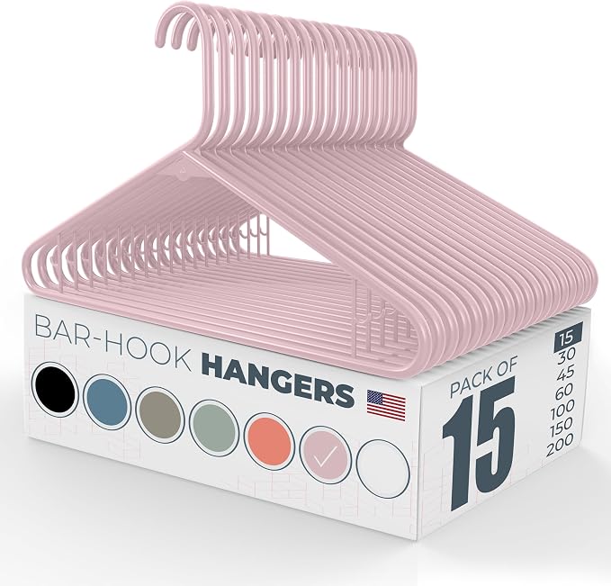 Plastic Hangers 15 Pack – Made in The USA – 6lb Capacity Standard Clothes by NeatiesHangers