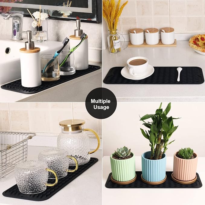 ZLR Small Dish Drying Mat for Kitchen Counter, Dorm & RV, Wavy Ridges Quick-Dry - Image 7