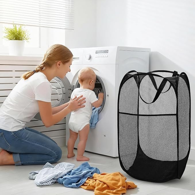 BATTOO Deluxe Strong Mesh Pop up Laundry Hamper Basket - Image 2