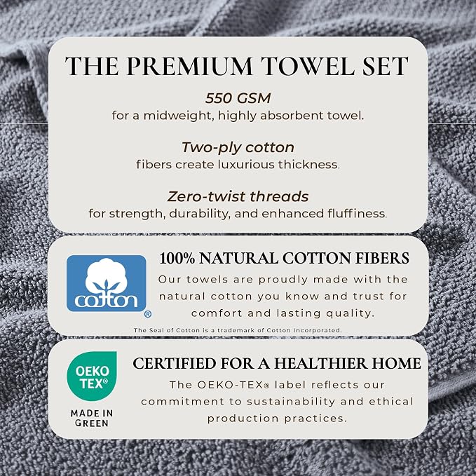 Great Bay Home 100% Cotton 6 Piece Bath Sheet Set - Image 3