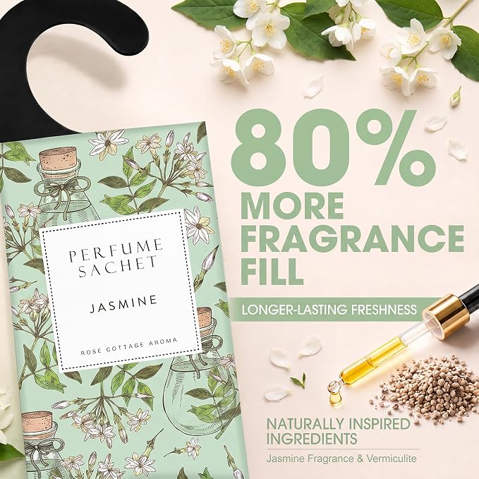 Large 12 Packs Jasmine Hanging Scented Sachets Long-Lasting Closet Deodorizer - Image 4
