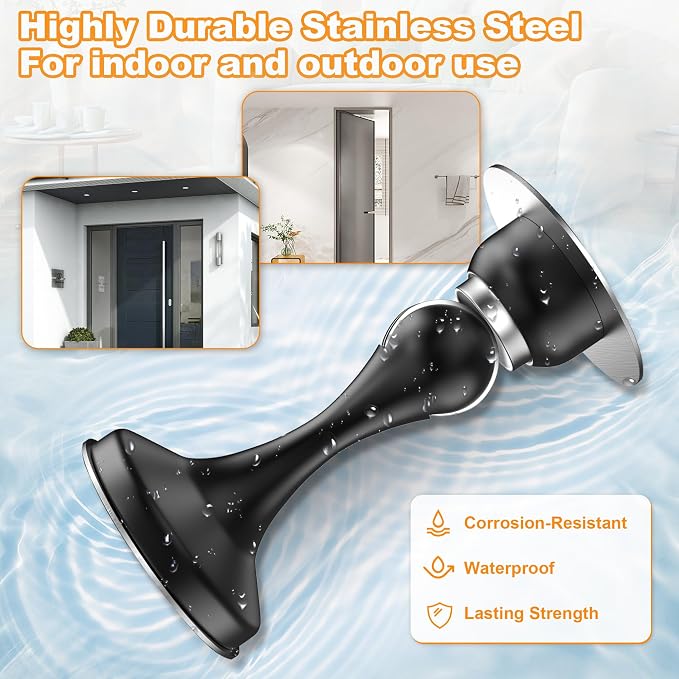 Crosize Magnetic Door Stoppers 2 Pack, Stainless Steel Door Stops, Wall-Mounted - Image 6