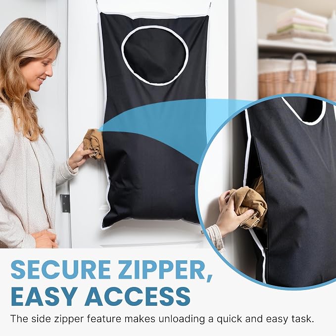 Hanging Laundry Hamper Bag XL 40x22", Space Saving over the Door Storage Bags - Image 3