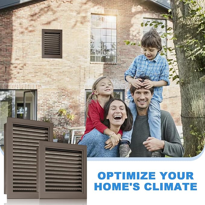 18"x18" Gable Vent with Screen – Durable Aluminum Shed Vent for Attics, Gables, and Exterior Walls – Stylish Louvered Design – 16"x16" Vents Opening Brown
