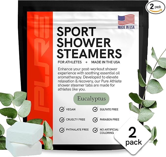 Sport Shower Steamers - Made in USA with Natural Eucalyptus Essential Oil, Aromatherapy, Stress and Sinus Relief, Muscle Recovery for Athletes, Best Birthday and Valentines Day Gifts for Runners