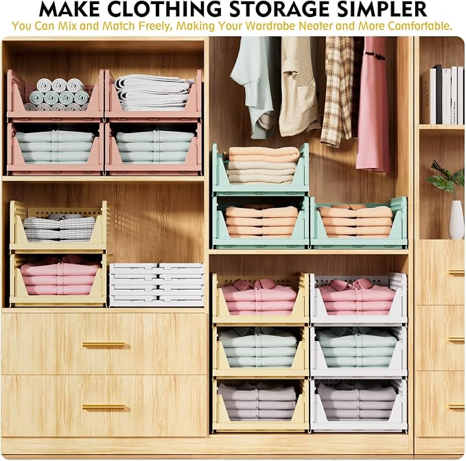 Upgraded Closet Organizers and Storage, Stackable Closet Organizer Basket - Image 4