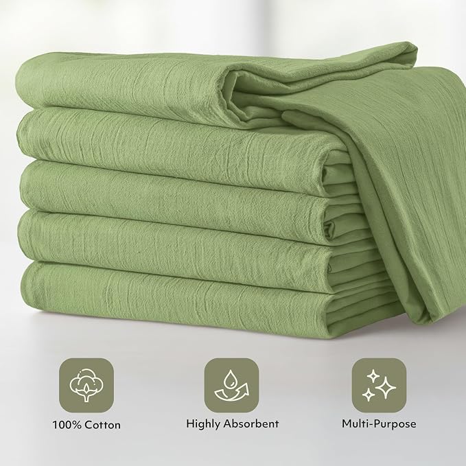 Utopia Kitchen Sage Green Flour Sack Towels100% Cotton | Tea Towels - Image 4