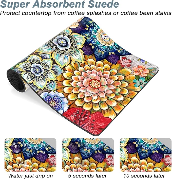 Rnivvi Coffee Mat, Hide Stain Rubber Backed Absorbent Dish Drying Pad - Image 3