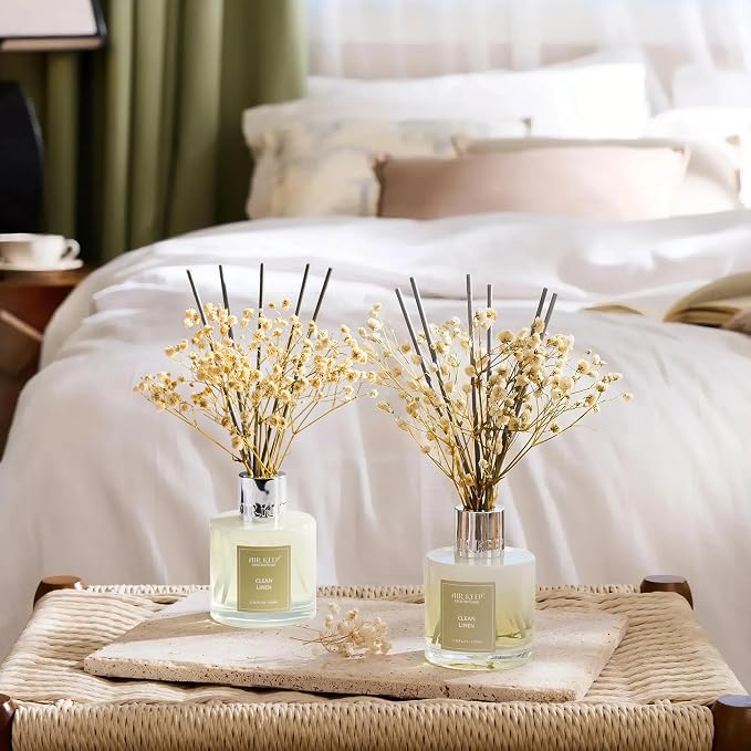 Reed Diffuser 3.38 oz 2pk, Clean Linen Scented Reed Diffuser Set, Reed Diffuser - Image 4