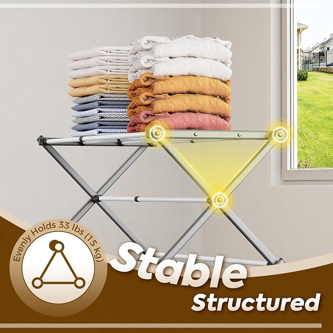 KINGBOARD 3-Tier Extendable Clothes Drying Rack, Space-Saving Collapsible - Image 3
