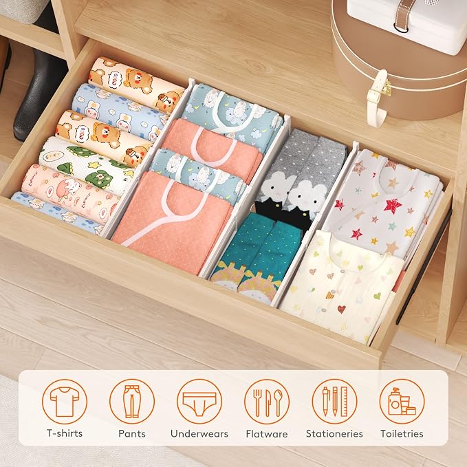 Lifewit 5 Pack 4" High Drawer Dividers, Adjustable Drawer Organizer Clothes | - Image 9