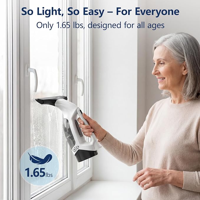 Window Vacuum Squeegee with Long Handle, 2000Pa Electric Window Squeegee | with - Image 6