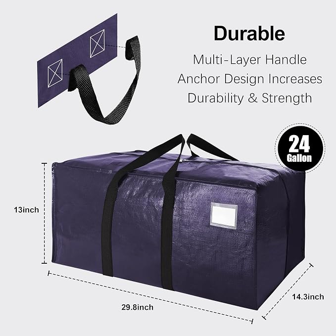 VELVETSURE Heavy Duty Extra Large Moving Bags W/Backpack Straps - Image 2