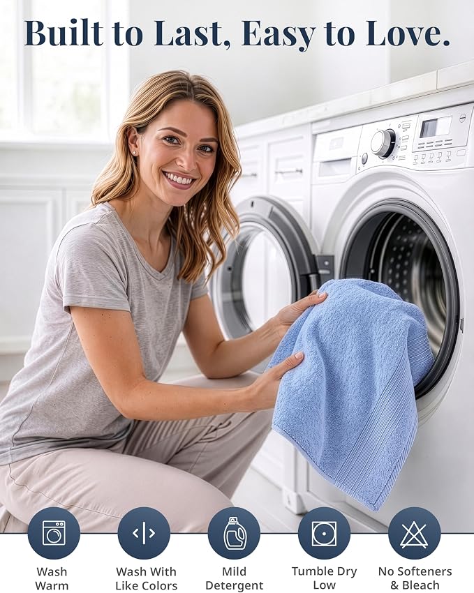 LANE LINEN Face & Hand Towels 100% Cotton 4 Pack 16x28 - Image 7