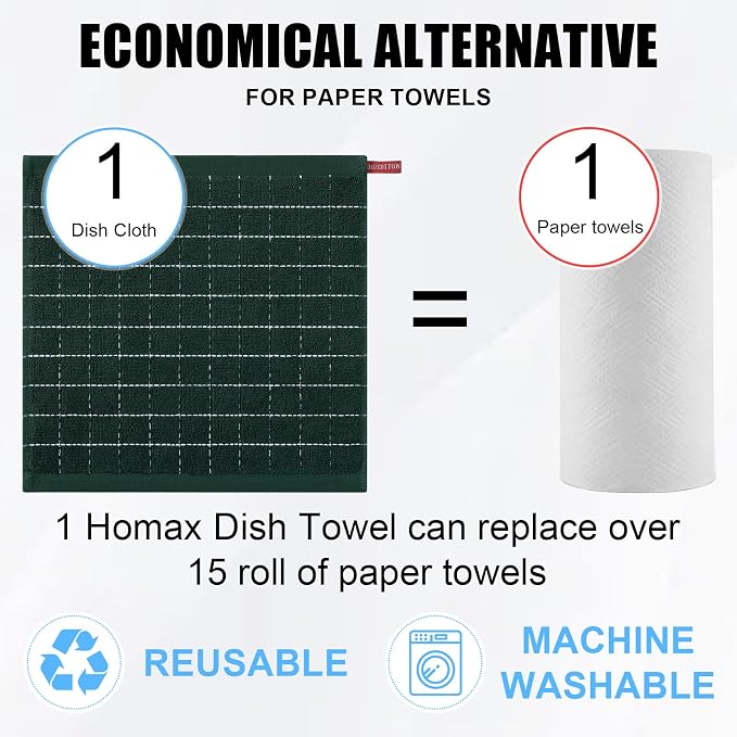 Homaxy 100% Cotton Terry Kitchen Dish Cloths, 8 Pack - Image 7