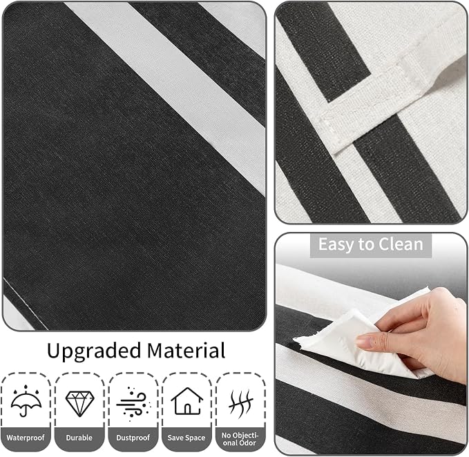 2 Pack Black Laundry Baskets 75L Large, Collapsible Laundry Hamper Dirty - Image 5