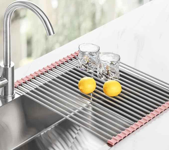 Tomorotec Roll Up Dish Drying Rack Over Sink, 304 Steel, Heat-Resistant Trivet - Image 9