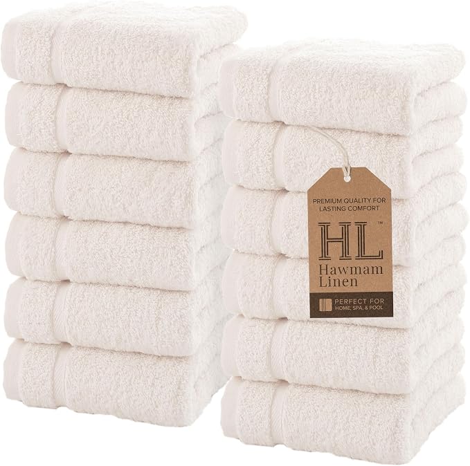 Hawmam Linen Luxury Cotton Washcloths 13x13 Inch by HawmamLinen