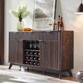 OKD 60" Fluted Buffet Cabinet with Storage - 3 Drawers and 2 Doors, Mordern Wine & Coffee Bar Cabinet with Wine and Glass Racks, Sideboard with Adjustable Shelves for Kitchen, Dining Room,Walnut