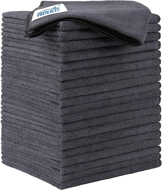HOMEXCEL Grey Microfiber Cleaning Cloth 20 Pack 11.5 x 11.5 inch Microfiber by HOMEXCEL